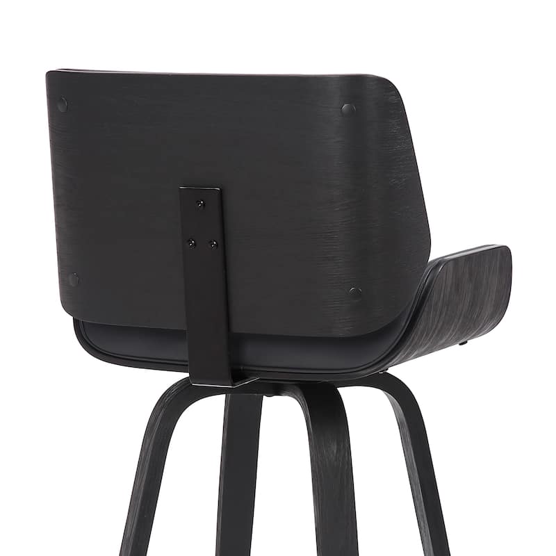 Tyler Mid-Century Swivel Bar Stool, Upholstered Counter Height Chair with Bentwood Legs