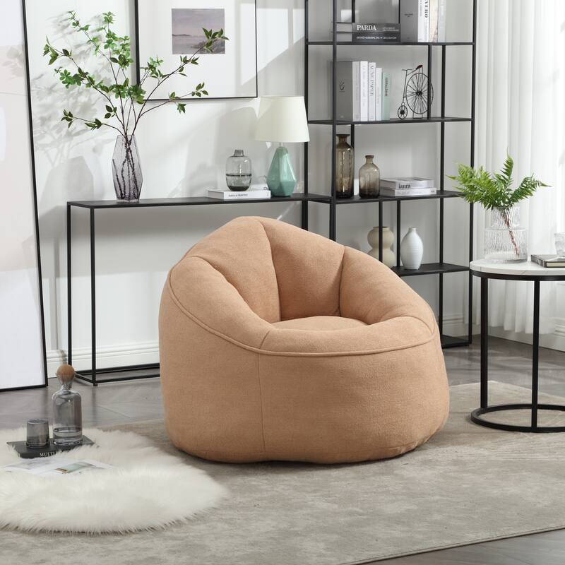 Tan Modern 40" Microfiber Upholstered Accent Chair with Ottoman and Padded Foam Padding Compressed for Living Room