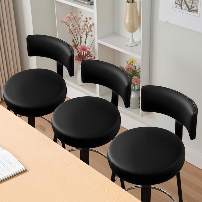 Upholstered Wood Swivel Bar/ Counter Stools, Set of 3