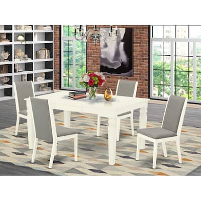 HomeStock 5-Piece Rectangle Buttermilk & Cherry Finish Solid Wood Top Dining table with 4 Chairs with Butterfly Leaf