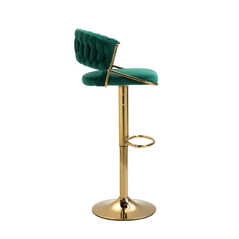 Modern Velvet Counter Bar Stools with Backs(Set of 2)