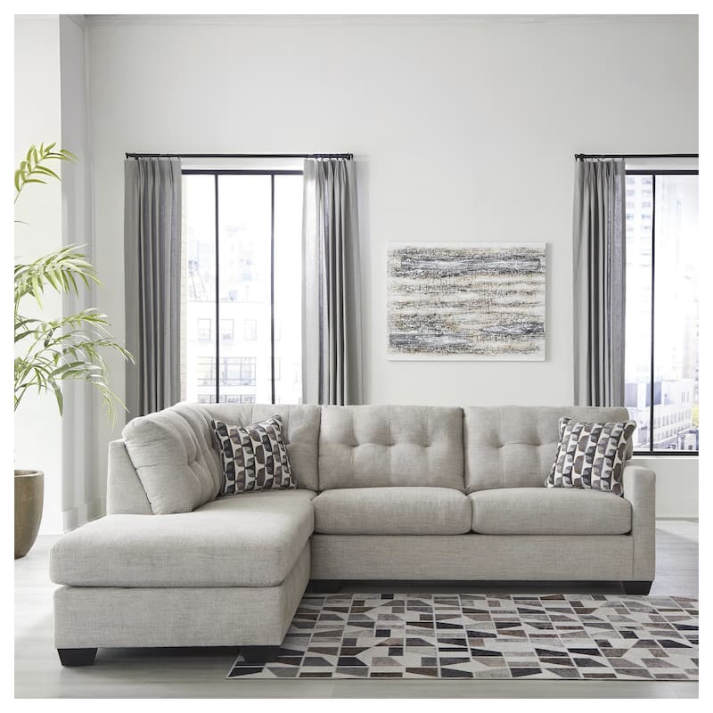 Signature Design by Ashley Mahoney 2-Piece Sleeper Sectional with Chaise - 105"W x 90"D x 37"H - Pebble - Left Facing