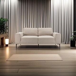 Linen Fabric Loveseat Couch Mid-Century Modern Upholstered Accent ...