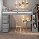 preview thumbnail 2 of 18, Twin size Loft Bed with Storage Drawers ,Desk and Stairs, Wooden Loft Bed with Shelves, No box spring required- Gray