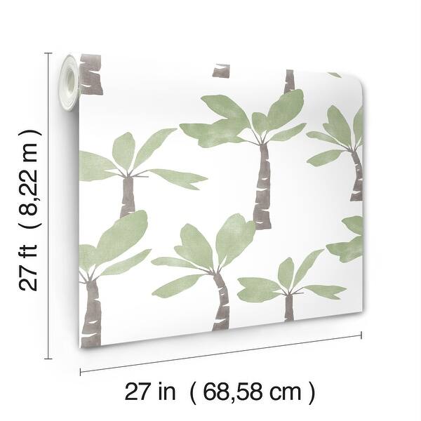 York Wallcoverings Painted Oasis Leaf Green Wallpaper