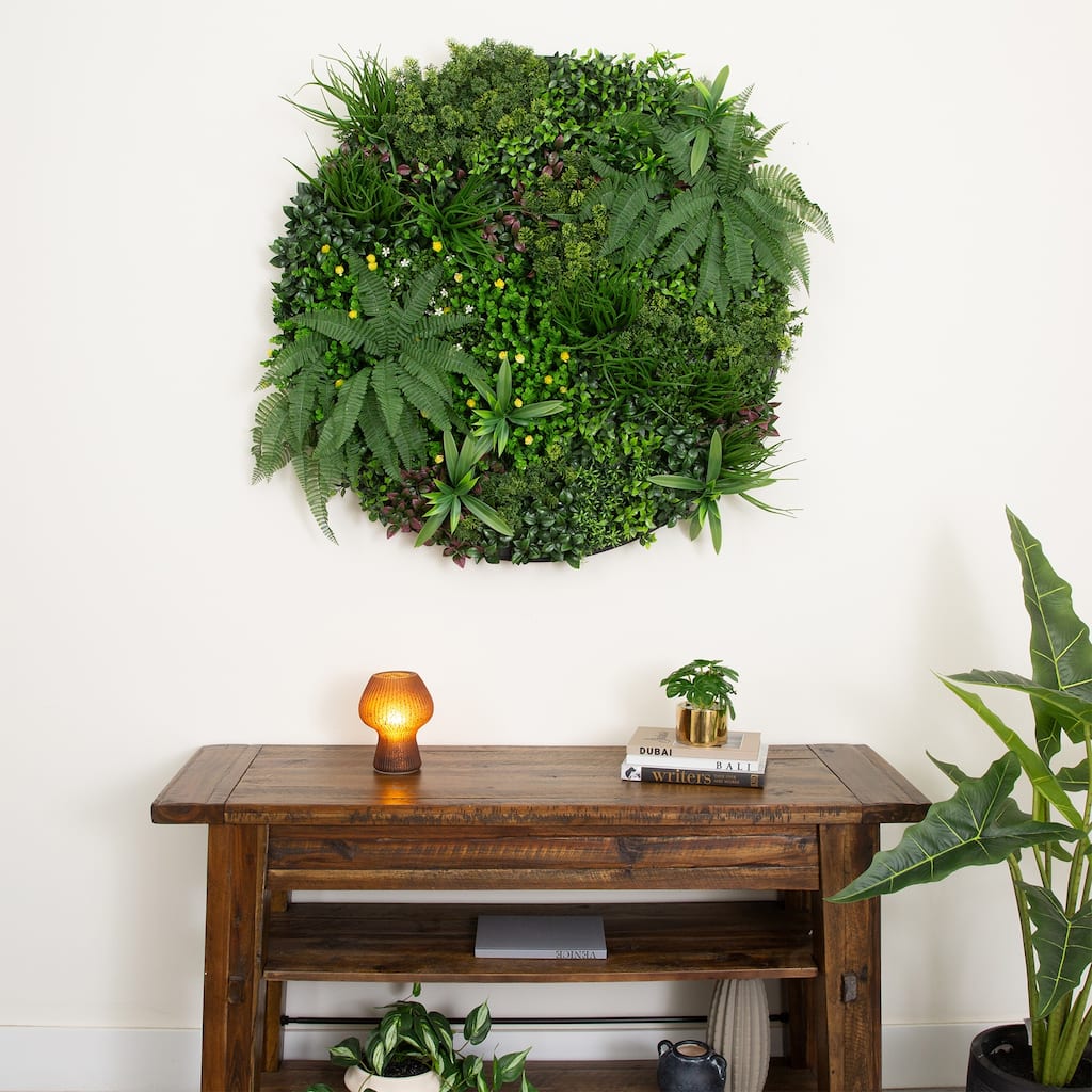 Amalfi Coast Round Framed Living Wall Panel - 40" - Green
