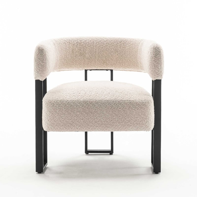 Upholstered Teddy Velvet Accent Chair, Modern Boucle Armchair