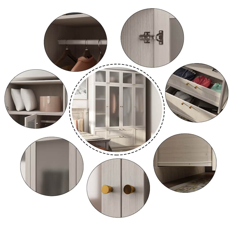 Modular Modern Glass Door Wardrobe:Storage Closet Solution Armoire