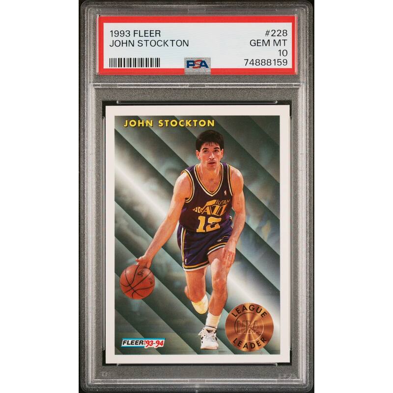 John Stockton 1993 Fleer Basketball Card #228 Graded PSA 10 - 8'6" x 11'6"