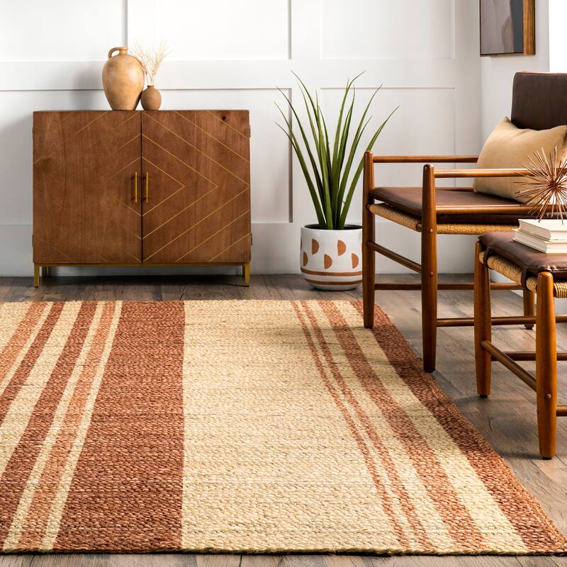Nuloom Rubi Braided Stripes Jute Area Rug