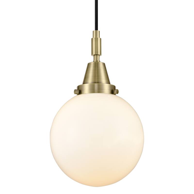 Innovations Lighting 447-1P-G201-8 Beacon 8" Wide Mini Pendant with - Antique Brass
