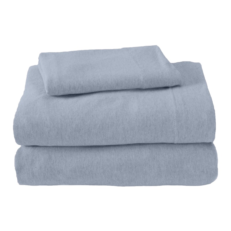 Premium Heathered Melange T-Shirt Jersey Knit Sheet Set - King - Sky Blue