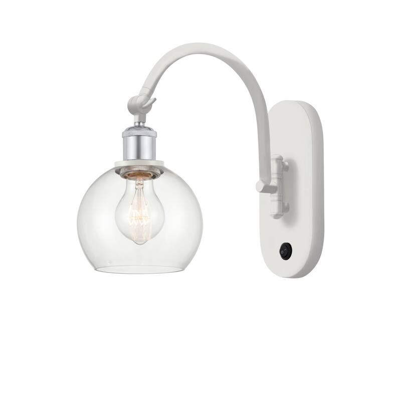 Innovations Lighting 518-1W-12-6 Athens Sconce Athens 12" Tall Wall - White and Polished Chrome / Clear