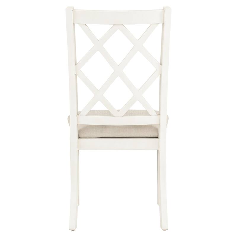5-Piece Solid Wood Round Dining Table Set with Upholstered Chairs