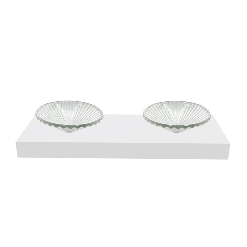 Decorative 20" Round Crystal Vessel Sinks With White Base