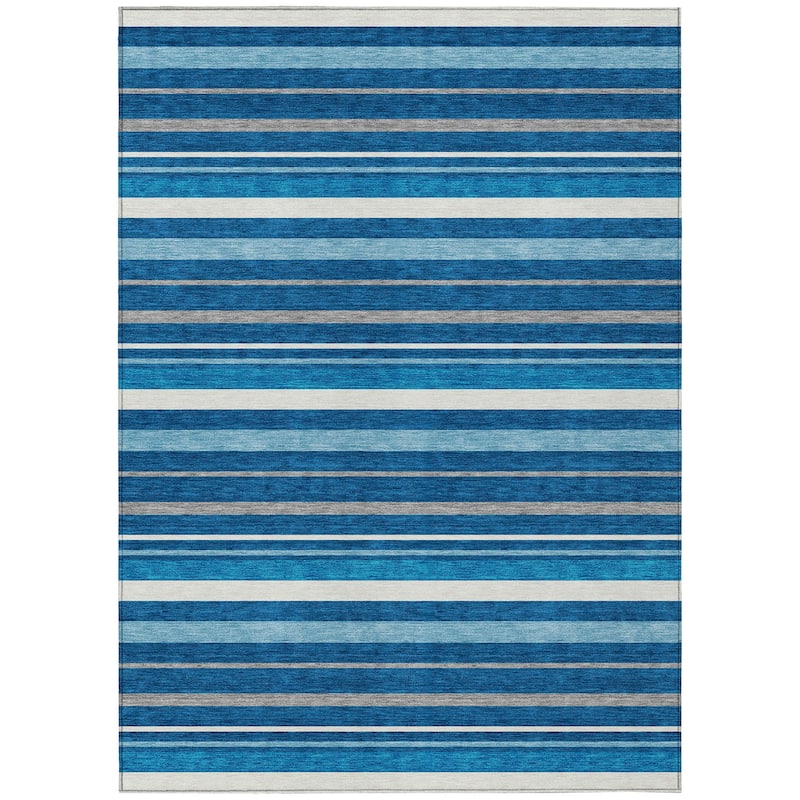 Machine Washable Indoor/ Outdoor Chantille Contemporary Stripes Rug