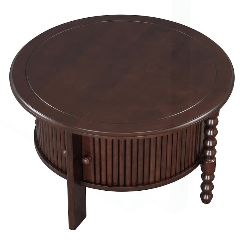 Vintage Round Coffee Table with Practical Storage for Various Rooms