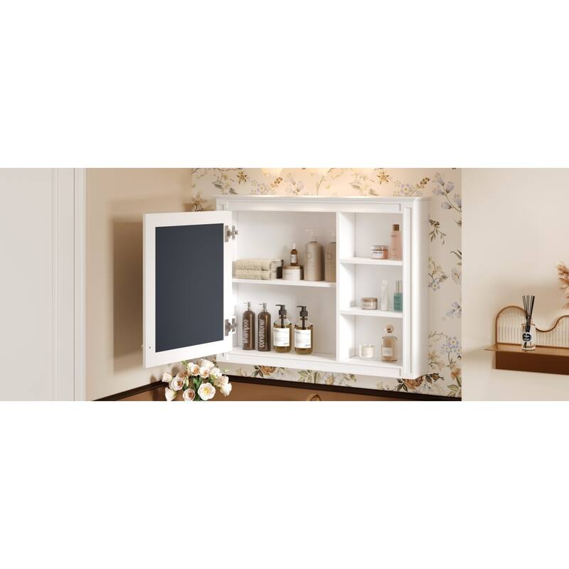 Roomfitters 36x28 Inch Medicine Cabinet, Wall Mounted Bathroom Mirror Cabinet with Adjustable Shelf, White