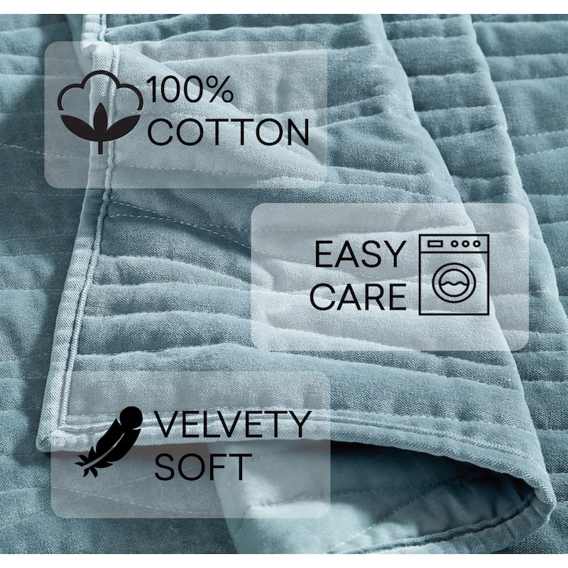 Royal Velvet Wavy Cotton Velvet Quilt Set