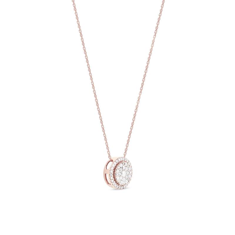 IGI Certified 14K Yellow Gold 1/3ct Diamond Cluster Halo Pendant Necklace for Women