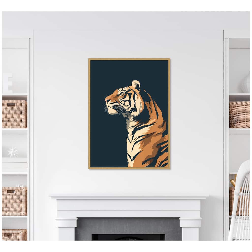 Kate and Laurel Navy Tiger by The Creative Bunch Studio Framed Canvas Wall Art Print
