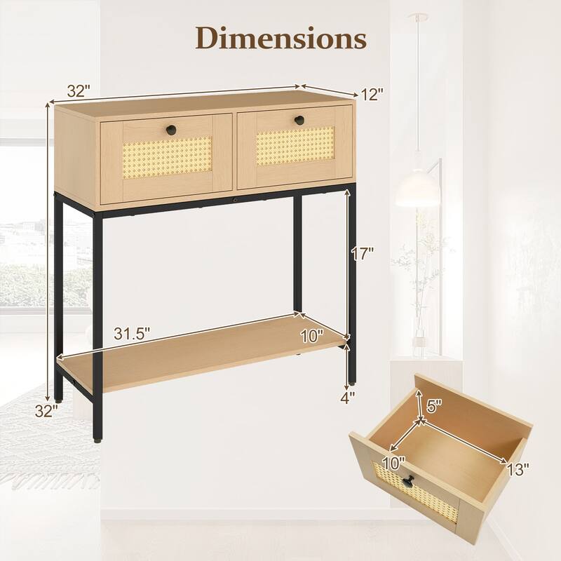 Gymax Console Table Entryway Table Long Sofa Side Table w/ Open Shelf