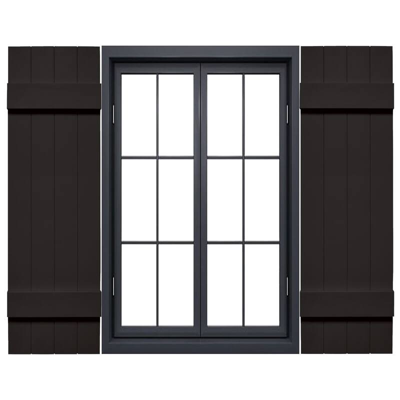 Mid-America Vinyl, Standard Size Four Board Joined Shutters - 14"W x 35"H - 002 - Black
