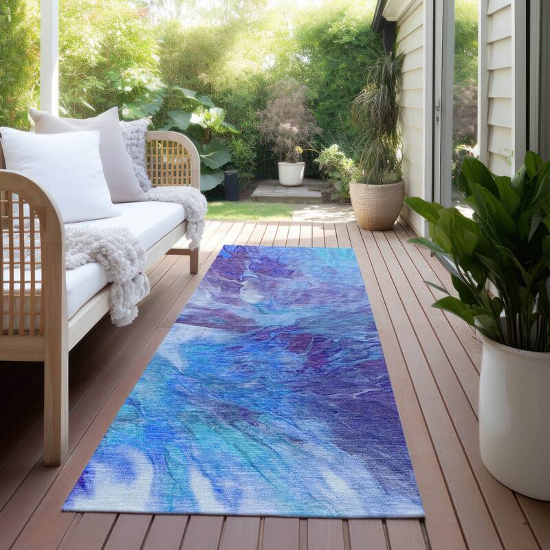 Machine Washable Indoor/ Outdoor Chantille Contemporary Splash Rug