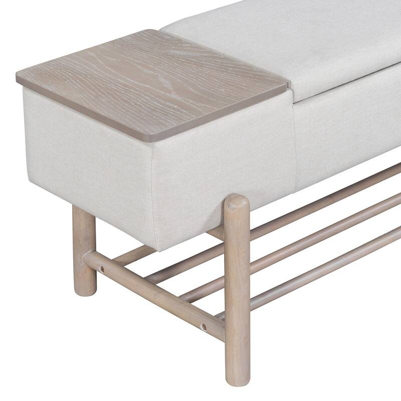 Modern 47.2" Upholstered Storage Bench with Hidden Compartment for Entryway and Living Room