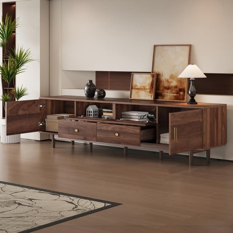 Rustic 76" TV Stand for TVs Up to 85", Entertainment Center with Storage Drawers