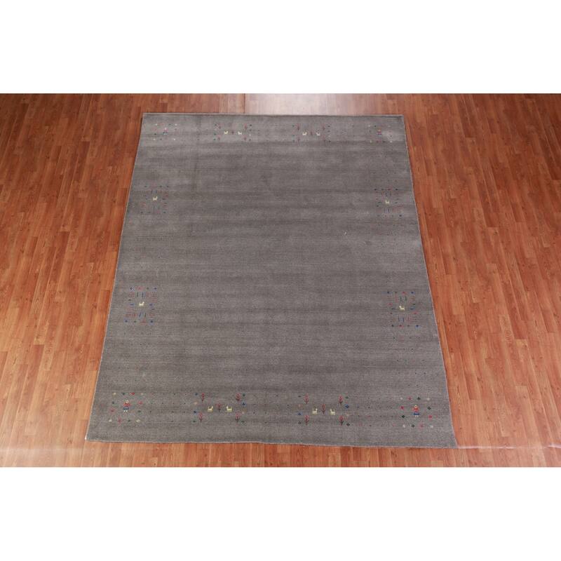 Hand Knotted Oriental 100% Wool Carpet Tribal Tribal Greys & Charcoal Gabbeh Area Rug - 10' 0'' X 8' 1''