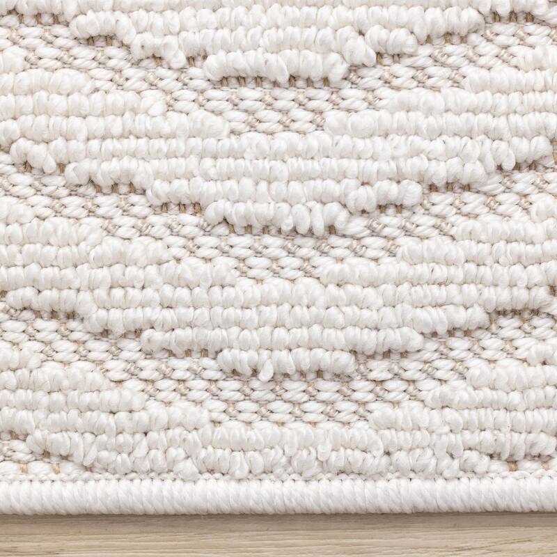 White Diamond Trellis Design Looped Area Rug