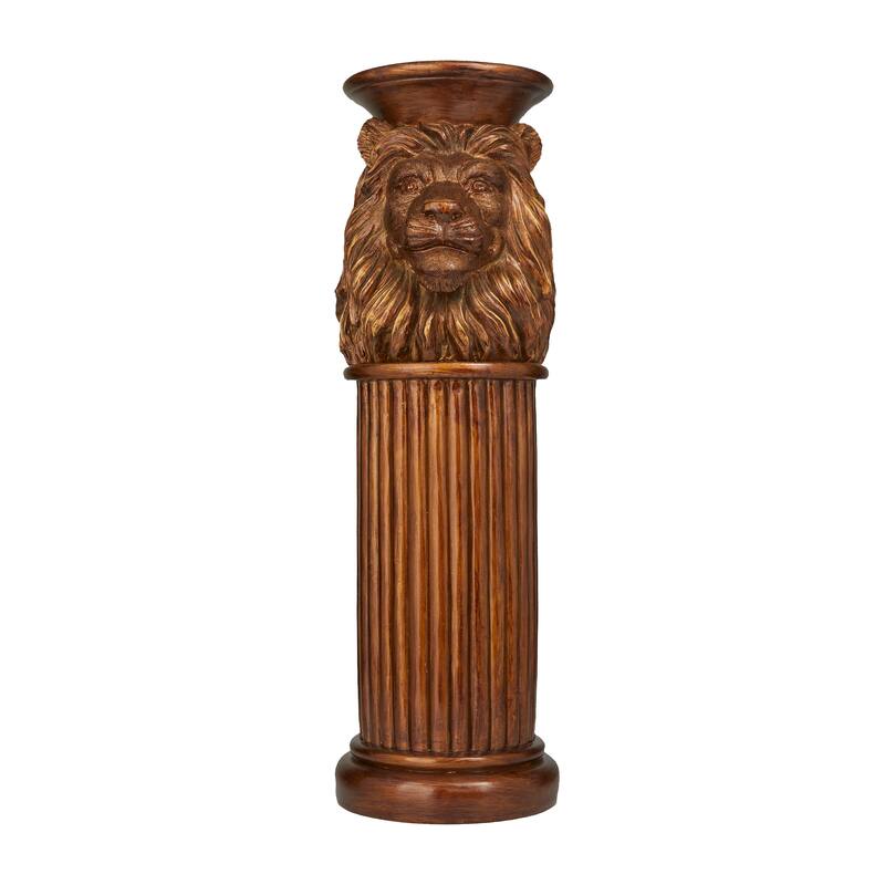 Bronze Polystone Lion Pedestal Table