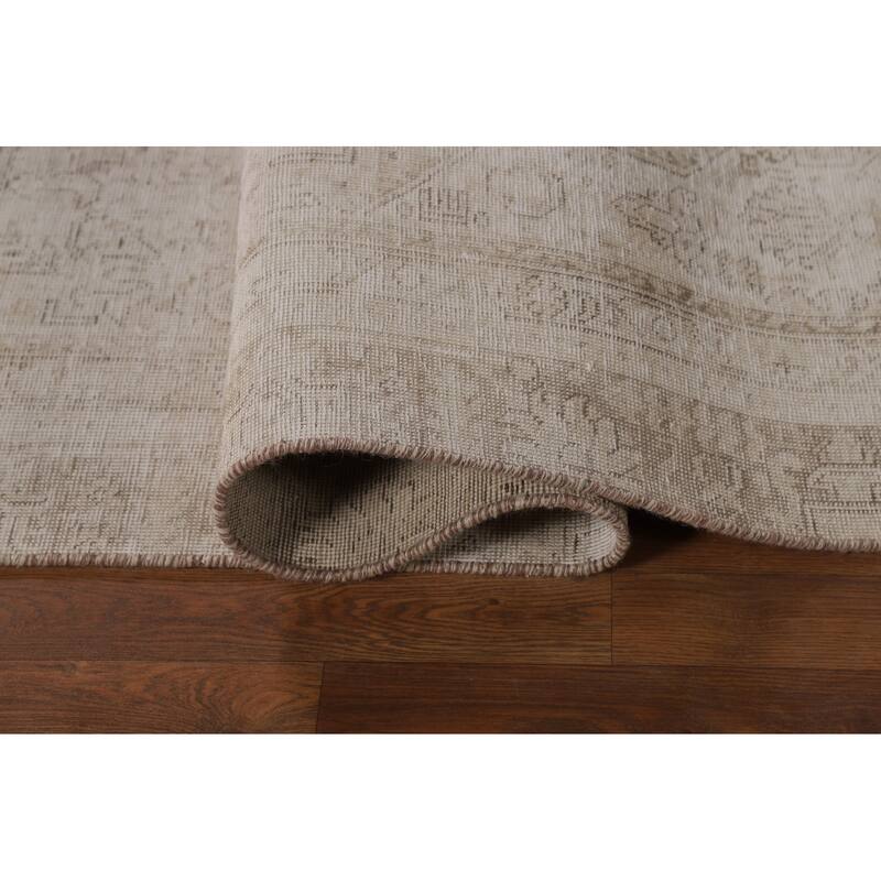 Tabriz Persian Vintage Rug Handmade Beige Wool Carpet - 6'9" x 10'0"