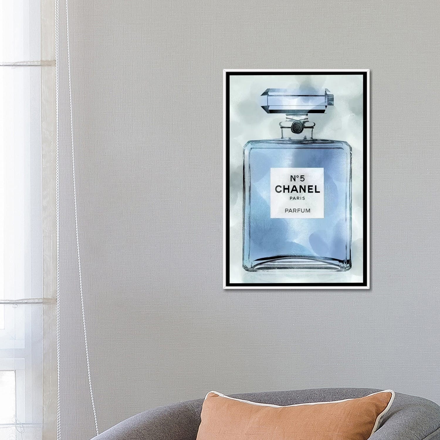 Madeline Blake Canvas Wall Decor Prints - Blue Perfume Bottle ( Fashion > Hair & Beauty > Perfume Bottles art) - 40x26 in