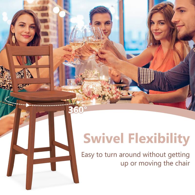 Gymax 4PCS 24.5 Inch Counter Height Bar Chairs Swivel Bar Stools w/