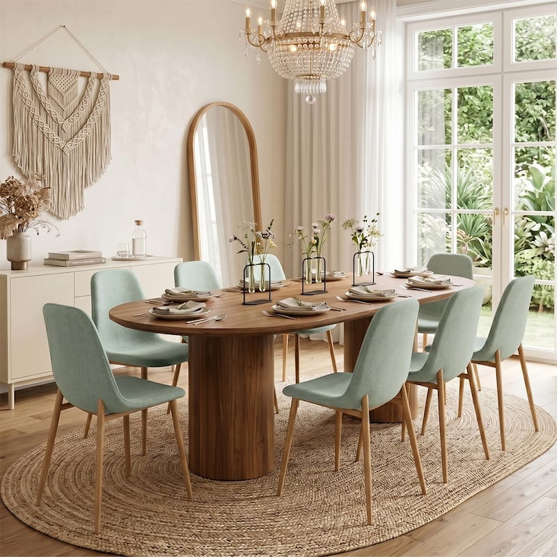 Upholstered Full Back Side Dining Chair(Set of 8) - Turquoise