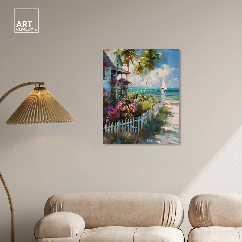 Art Remedy Local Beach House Gallery Wrapped Colorful Coastal 1 Piece Canvas Wall Art