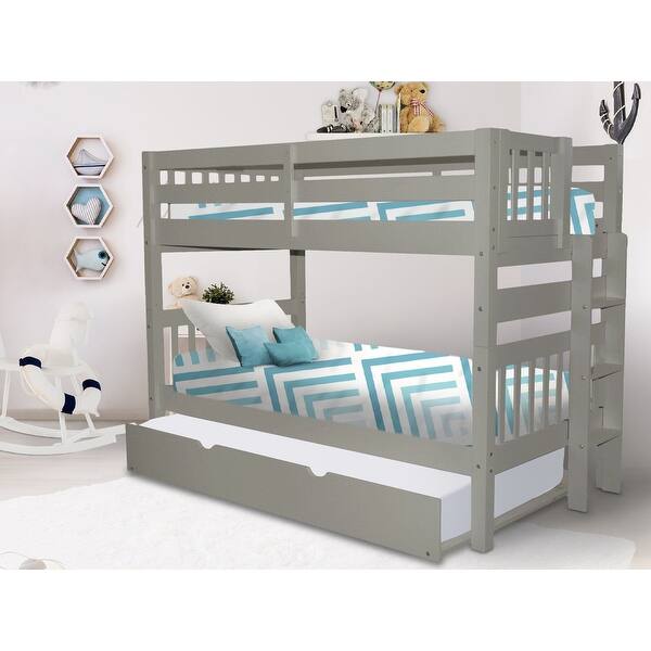 Taylor Olive Trillium Grey Wood Twin Over Twin Convertible Bunk Bed On Sale Overstock 14628129