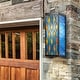 preview thumbnail 2 of 9, River of Goods Tiffany-Style Blue Stained Glass and Black Metal Rectangular 1-Light Outdoor Wall Sconce - 6.25" x 5.5" x 16.25"