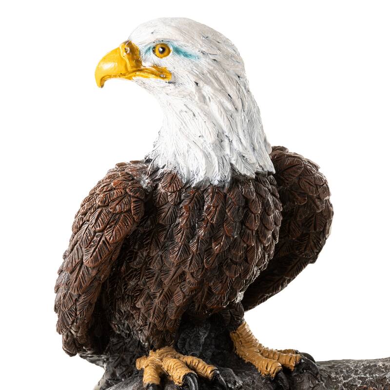 Glitzhome 25.25"H 4-Tiered Polyresin Eagel Stone Outdoor Fountain with Lights