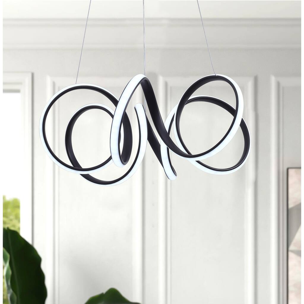 Modern LED Wavy Linear Pendant Light For Living Room Kitchen Loft