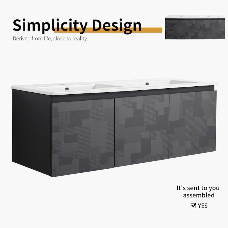 Bathroom Vanity With Sink In 24/30 Inch, Floating Bathroom Vanity with Soft Close Door