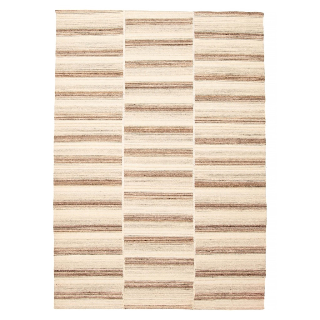 ECARPETGALLERY Flat-Weave Ankara FW Beige Wool Kilim - 5'6 x 8'1