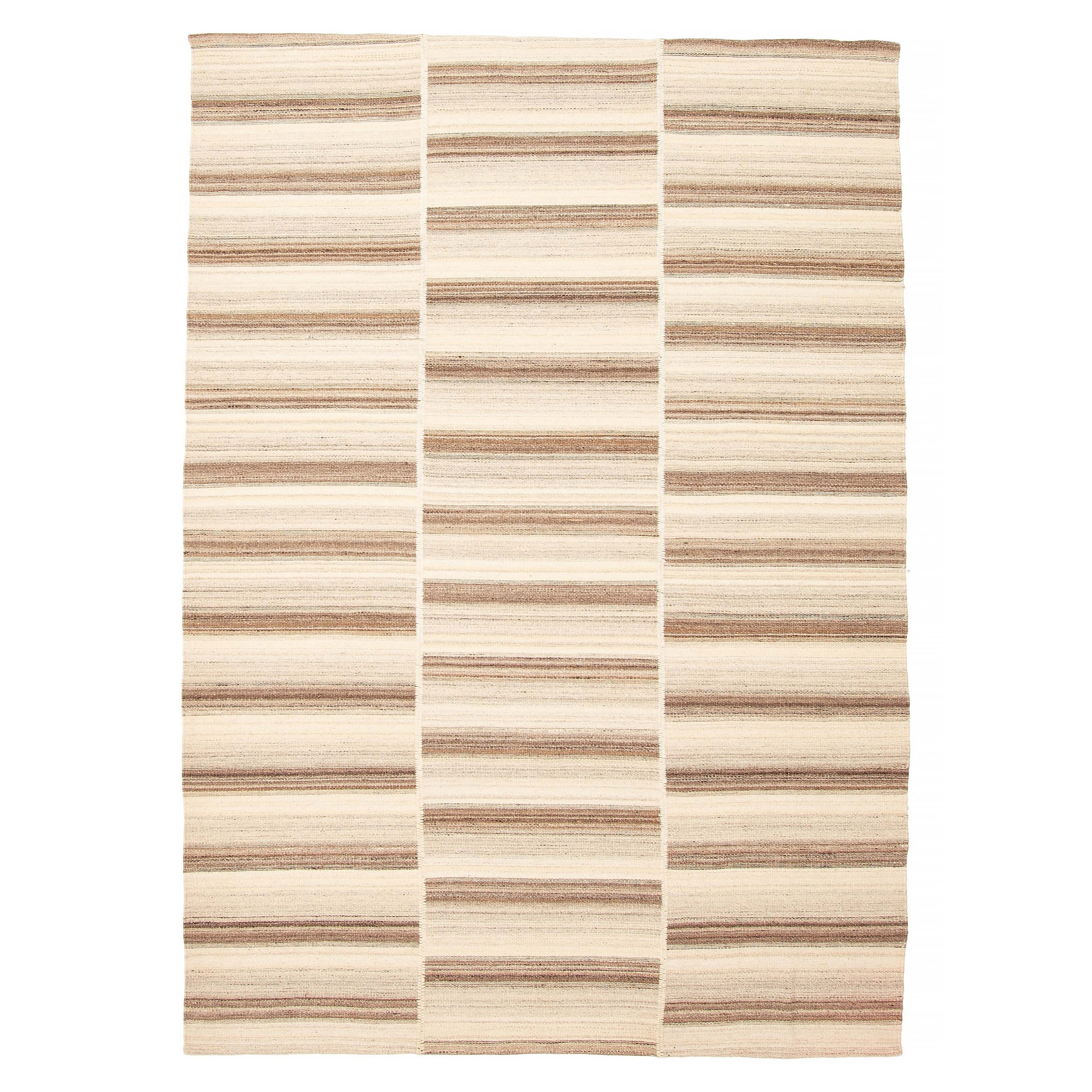 ECARPETGALLERY Flat-Weave Ankara FW Beige Wool Kilim - 5'6 x 8'1