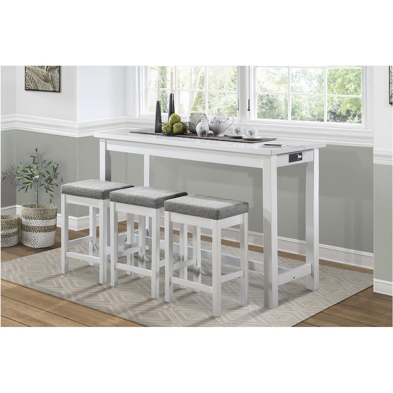 Kitty White Fabric Counter Height Set - 4-Piece Sets