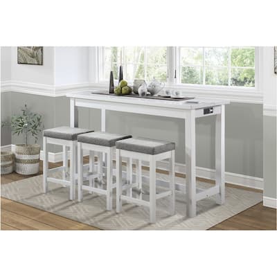 Kitty White Fabric Counter Height Set