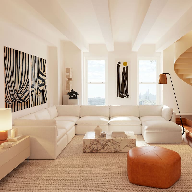 Poly & Bark Porto Ottoman - Full Grain Genuine Italian Leather