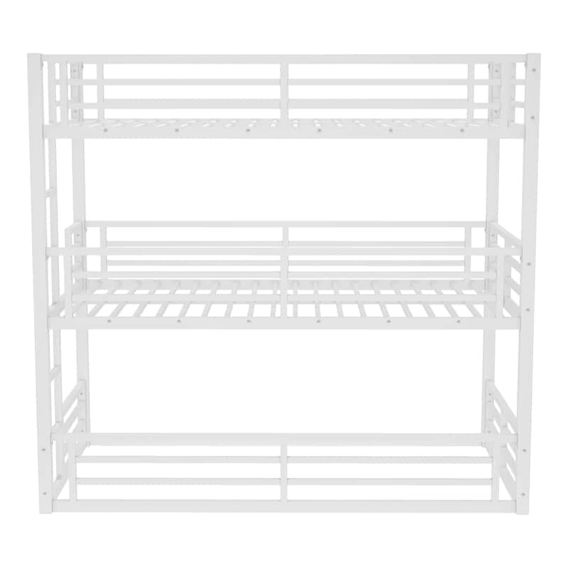 Twin XL over Twin XL over Twin XL Metal Triple Bunk Bed Safety Guardrails Noise reduced
