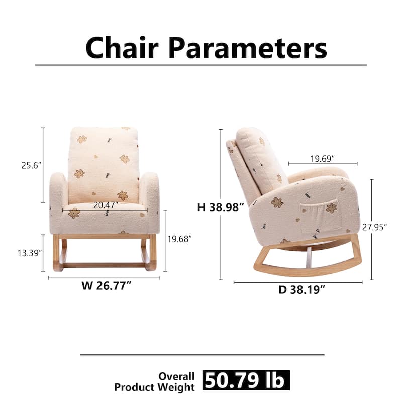 Nursery Rocking Chair High Back Accent Rocker for Living Room